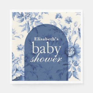 Something Blue Floral French Toile Baby Shower Napkin