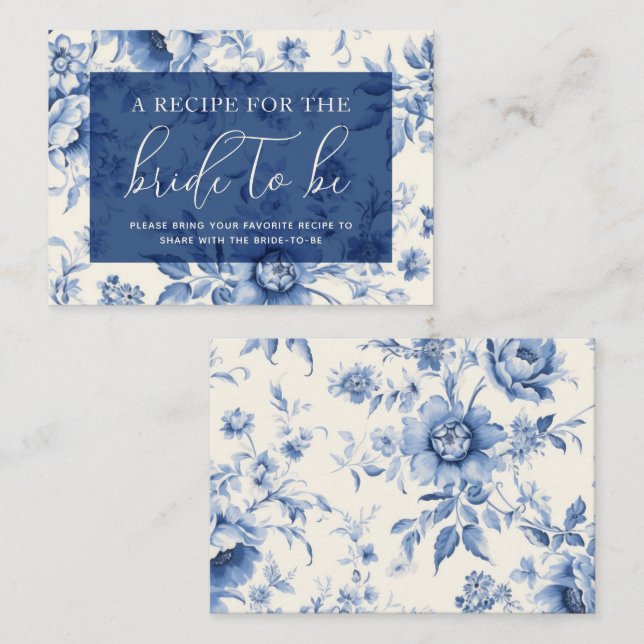 Something Blue Floral French Toile Share a Recipe Enclosure Card (Front/Back)