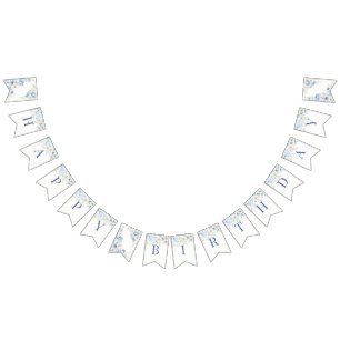 Something Blue Floral Hydrangea Birthday Bunting