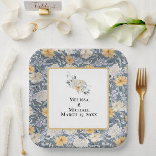 SOMETHING BLUE FLORAL PATTERN PAPER PLATE