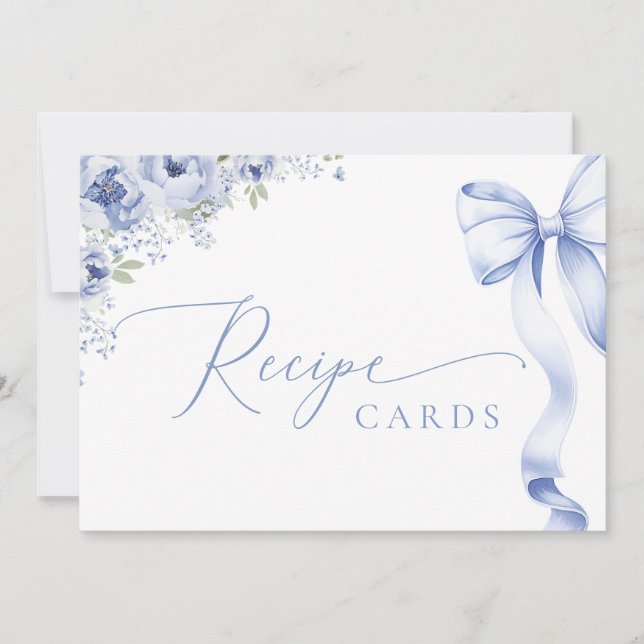 Something Blue Floral Recipe Enclosure Card (Front)