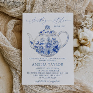 Something Blue Floral Toile Bridal Shower Invitation