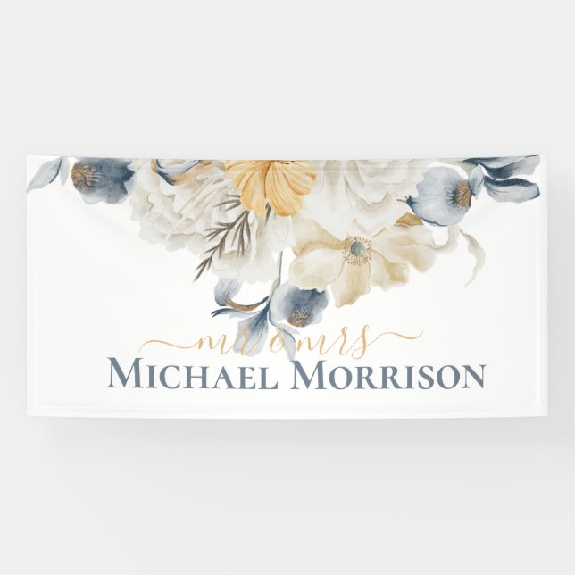 SOMETHING BLUE - FLORAL WEDDING  BANNER (Horizontal)