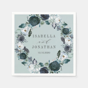Something Blue   Floral Wreath wedding Custom Napkin