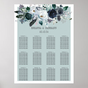 Something Blue Flower Wedding Seating Chart