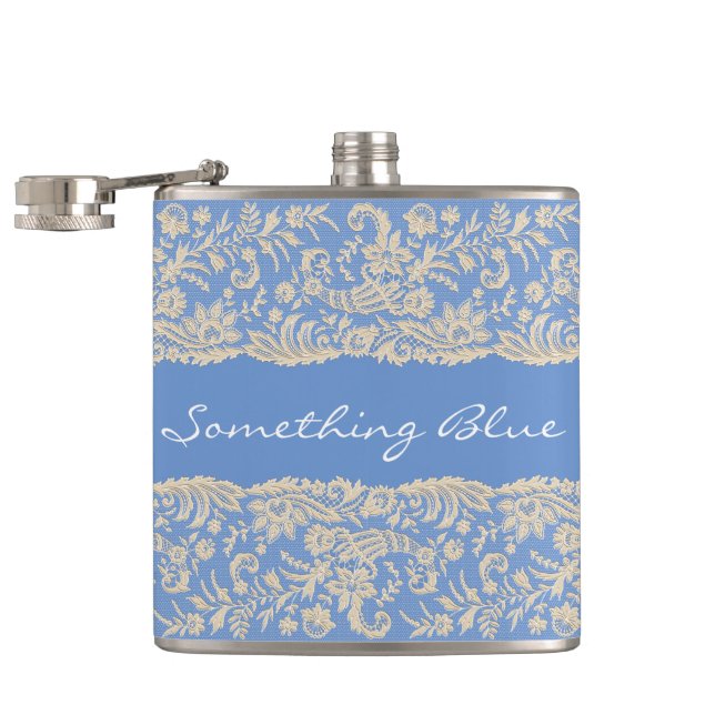 Something Blue for the Bride Personalise Hip Flask (Opened)