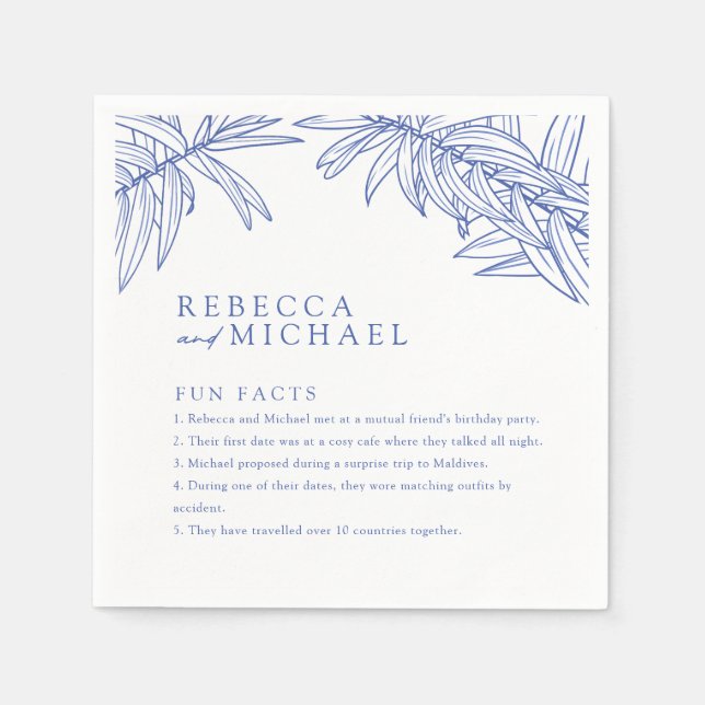 Something Blue Fun Facts Simple Botanical  Napkin (Front)