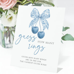 Something Blue Guess How Many Rings Bridal Shower Pedestal Sign
