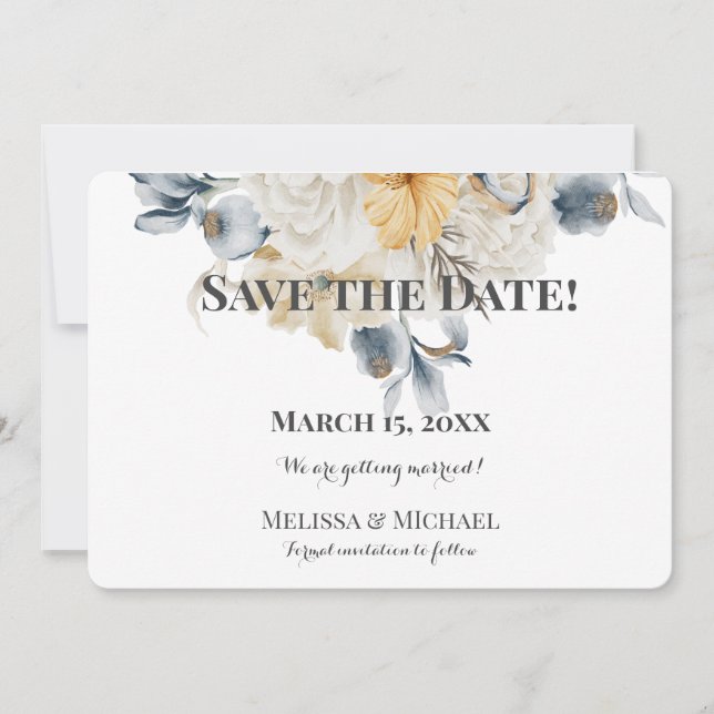 SOMETHING BLUE - Horizontal WEDDING Save The Date (Front)