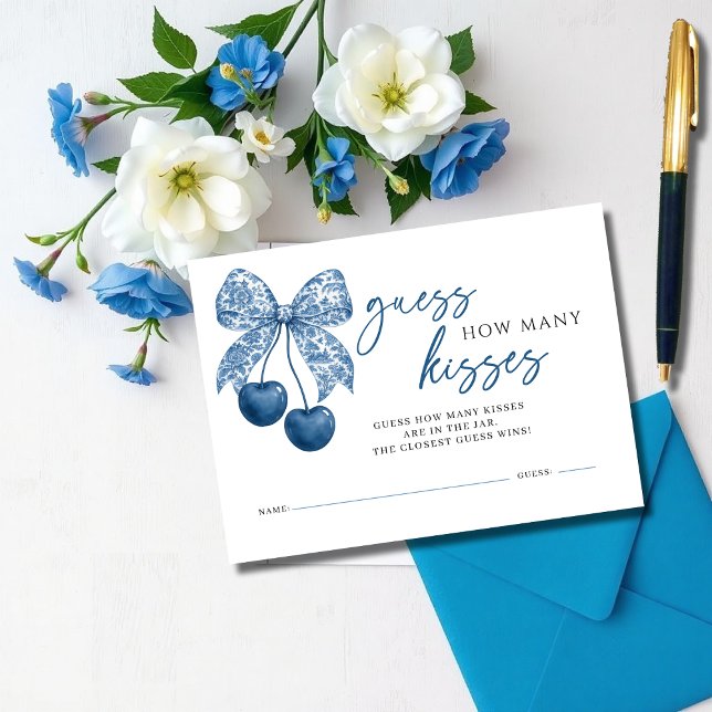 Something Blue How Many Kisses Bridal Shower Game Enclosure Card (Creator Uploaded)