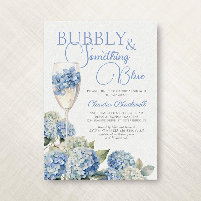 Something Blue Hydrangea Bridal Shower Invitation (Creator Uploaded)