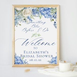 Something Blue Hydrangea Bridal Shower Welcome Poster