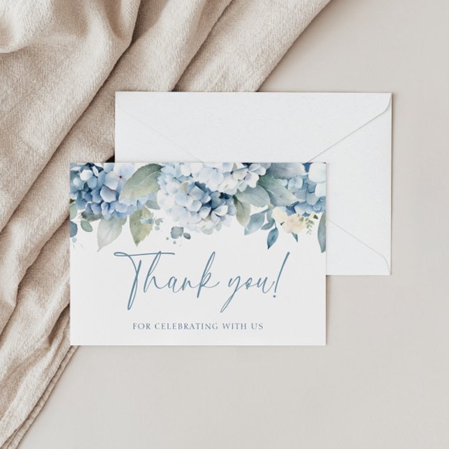 Something Blue Hydrangea Bridal Thank You Card (Creator Uploaded)