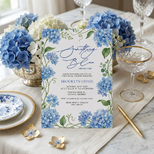 Something Blue Hydrangea Floral Bridal Shower Invitation