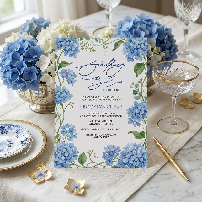 Something Blue Hydrangea Floral Bridal Shower Invitation (Creator Uploaded)