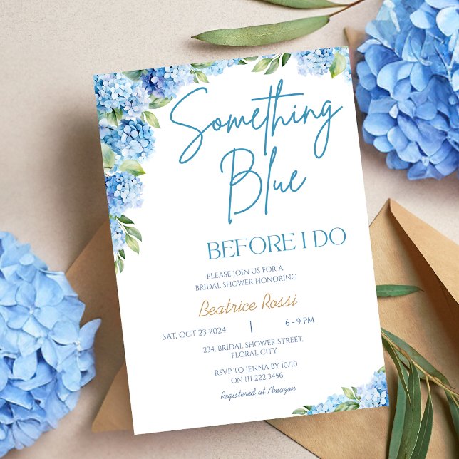 Something Blue Hydrangea Floral Bridal Shower Invitation (Something Blue Hydrangea Floral Bridal Shower Invitation)