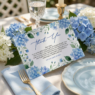 Something Blue Hydrangea Thank You Bridal Shower Card