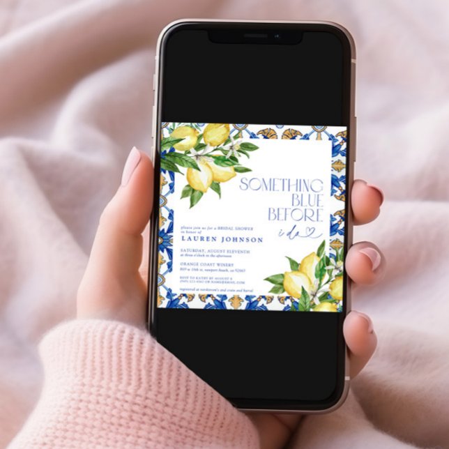 Something Blue Lemon Moroccan Tile Bridal Shower Invitation (Creator Uploaded)