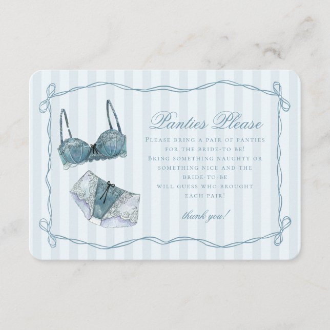 Something Blue Lingerie Shower Panties Please Enclosure Card (Front)