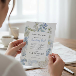 Something Blue Maid of Honour Wedding Proposal Car Thank You Card