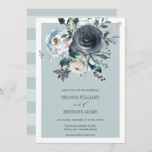Something Blue   Modern Botanical wedding Invitation