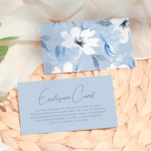 Something Blue Modern Floral Bridal Shower Enclosure Card