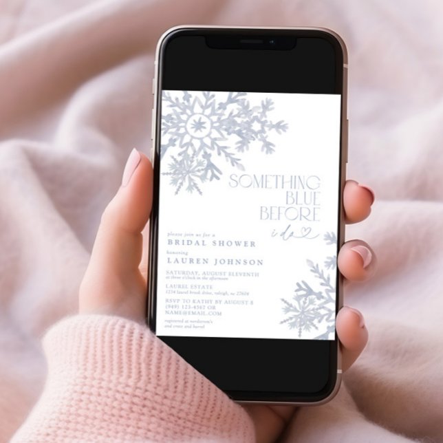 Something Blue QR Snowflake Winter Bridal Shower Invitation (Creator Uploaded)