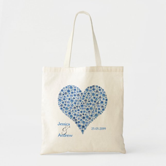 Something Blue Rose Heart Wedding Favour Gift Bag (Front)