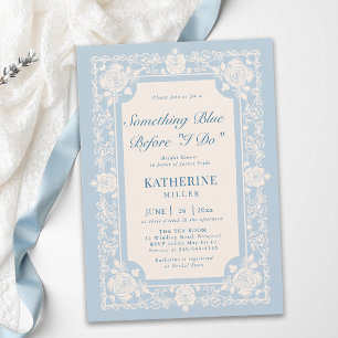 Something Blue Roses Modern Classic Bridal Shower Invitation