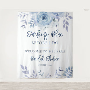 Something Blue Script Bridal Shower Tapestry