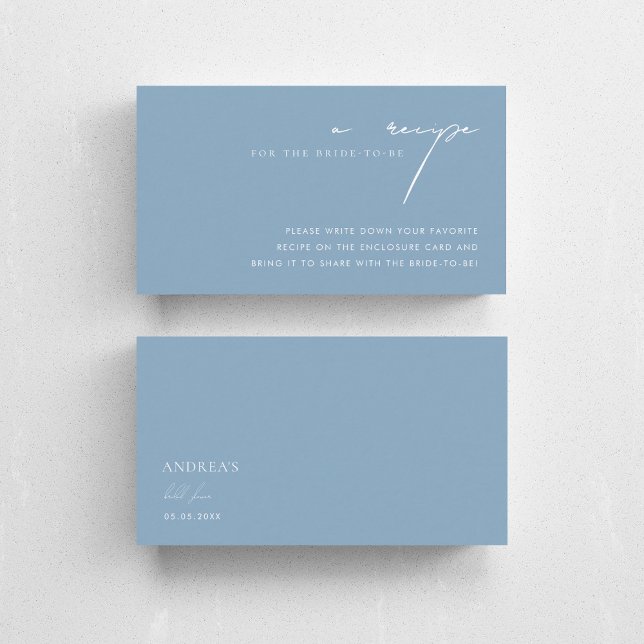 Something Blue Script Recipe Request Bridal Shower Enclosure Card (Creator Uploaded)