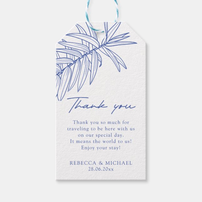 Something Blue Simple Botanical Gift Tags (Front)