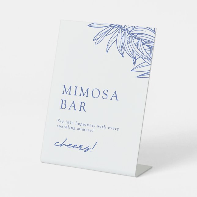 Something Blue Simple Botanical Mimosa Bar Pedestal Sign (Front)