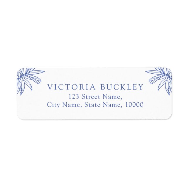 Something Blue Simple Botanical Return Address Label (Front)