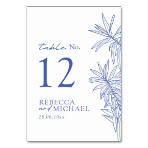 Something Blue Simple Botanical Table Number