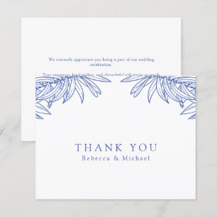 Something Blue Simple Hand Drawn Botanical Wedding Thank You Card