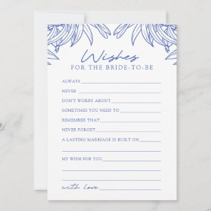 Something Blue Simple Leaves Wishes For Bride Card