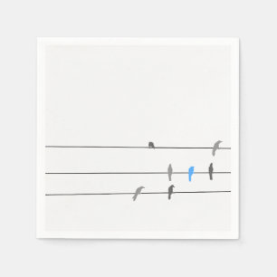 Something Blue Simplistic Bird Sky Painting Napkin