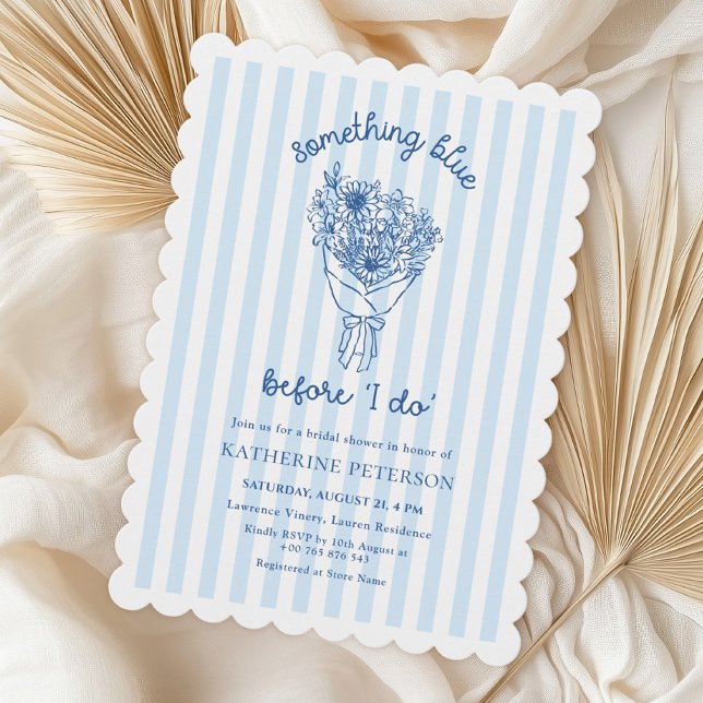 Something Blue Stripes Bridal Shower Invitation (Creator Uploaded)