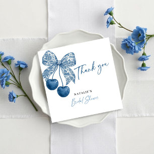 Something Blue Theme Blue Bow Bridal Shower Thank You Card