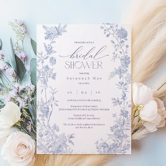 Something Blue Toile Bridal Shower Invite | Delft 
