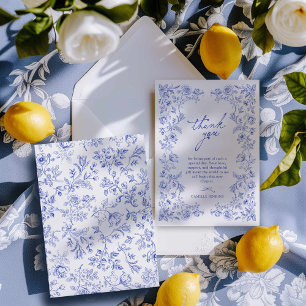 Something Blue Toile Bridal Shower Thank You Card