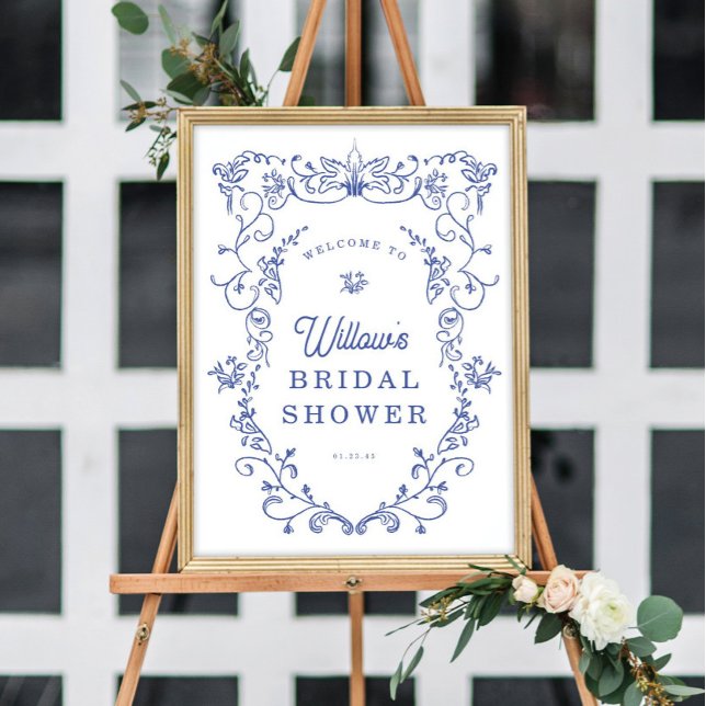 Something Blue Victorian Bridal Shower Welcome Poster (Creator Uploaded)