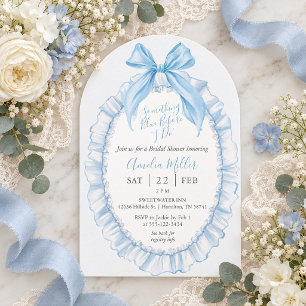 Something Blue Vintage Bow and Lace Bridal Shower Invitation