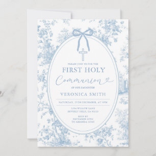 Something Blue Vintage Toile First Holy Communion Invitation