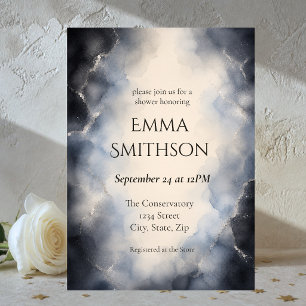 Something Blue Watercolor Elegant Bridal Shower Invitation