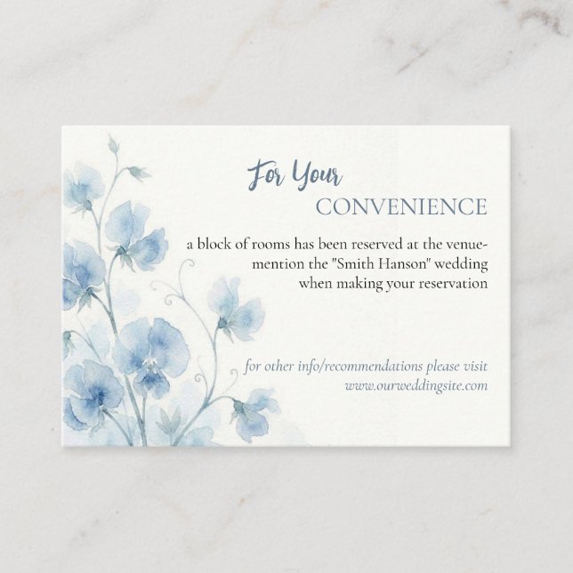 Something Blue Wedding Details Card (Front)