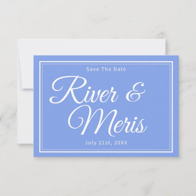 Something Blue Wedding Save The Date Card (Front)