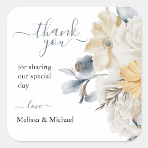 SOMETHING BLUE Wedding Thank you Square Sticker