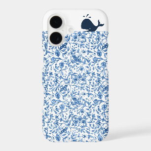 Something Blue Whale Vintage Floral Pattern Doodle